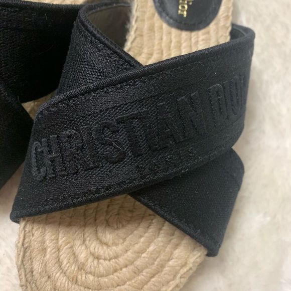 Dior Granville Embroidered Cotton Espadrille Slide - Picture 3 of 8